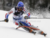 Jean-Baptiste Grange of France skiing in first run of men slalom race of Audi FIS Alpine skiing World cup in Zagreb, Croatia. Men slalom race of Audi FIS Alpine skiing World cup was held on Sljeme above Zagreb, Croatia, on Thursday, 5th of January 2012.
