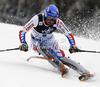Jean-Baptiste Grange of France skiing in first run of men slalom race of Audi FIS Alpine skiing World cup in Zagreb, Croatia. Men slalom race of Audi FIS Alpine skiing World cup was held on Sljeme above Zagreb, Croatia, on Thursday, 5th of January 2012.
