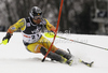 Julien Cousineau of Canada skiing in first run of men slalom race of Audi FIS Alpine skiing World cup in Zagreb, Croatia. Men slalom race of Audi FIS Alpine skiing World cup was held on Sljeme above Zagreb, Croatia, on Thursday, 5th of January 2012.
