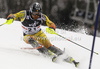 Julien Cousineau of Canada skiing in first run of men slalom race of Audi FIS Alpine skiing World cup in Zagreb, Croatia. Men slalom race of Audi FIS Alpine skiing World cup was held on Sljeme above Zagreb, Croatia, on Thursday, 5th of January 2012.
