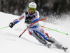 Alexis Pinturault of France skiing in first run of men slalom race of Audi FIS Alpine skiing World cup in Zagreb, Croatia. Men slalom race of Audi FIS Alpine skiing World cup was held on Sljeme above Zagreb, Croatia, on Thursday, 5th of January 2012.
