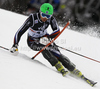 Alexander Khoroshilov of Russia skiing in first run of men slalom race of Audi FIS Alpine skiing World cup in Zagreb, Croatia. Men slalom race of Audi FIS Alpine skiing World cup was held on Sljeme above Zagreb, Croatia, on Thursday, 5th of January 2012.
