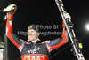 Third placed Ivica Kostelic of Croatia celebrates his medal won in men slalom race of Audi FIS Alpine skiing World cup in Zagreb, Croatia. Men slalom race of Audi FIS Alpine skiing World cup was held on Sljeme above Zagreb, Croatia, on Thursday, 5th of January 2012.
