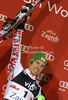 Winner Marcel Hirscher of Austria celebrates his medal won in men slalom race of Audi FIS Alpine skiing World cup in Zagreb, Croatia. Men slalom race of Audi FIS Alpine skiing World cup was held on Sljeme above Zagreb, Croatia, on Thursday, 5th of January 2012.
