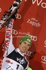 Winner Marcel Hirscher of Austria celebrates his medal won in men slalom race of Audi FIS Alpine skiing World cup in Zagreb, Croatia. Men slalom race of Audi FIS Alpine skiing World cup was held on Sljeme above Zagreb, Croatia, on Thursday, 5th of January 2012.
