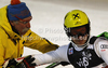 Winner Marcel Hirscher of Austria accepts congratulations from his father Ferdinand in finish of second run of men slalom race of Audi FIS Alpine skiing World cup in Zagreb, Croatia. Men slalom race of Audi FIS Alpine skiing World cup was held on Sljeme above Zagreb, Croatia, on Thursday, 5th of January 2012.
