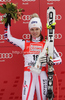 Third placed Anna Fenninger of Austria celebrates her medal won in the Women Super G race of Audi FIS alpine skiing World Cup in Bad Kleinkirchheim, Austria. Women Super G race of Women Audi FIS Alpine skiing World Cup 2011 / 2012, was held on Sunday, 8th of Januar 2012, on Kaernten - Franz Klammer course in Bad Kleinkirchheim, Austria.
