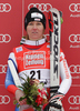 Winner Fabienne Suter of Switzerland celebrates her medal won in the Women Super G race of Audi FIS alpine skiing World Cup in Bad Kleinkirchheim, Austria. Women Super G race of Women Audi FIS Alpine skiing World Cup 2011 / 2012, was held on Sunday, 8th of Januar 2012, on Kaernten - Franz Klammer course in Bad Kleinkirchheim, Austria.
