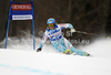 Tanja Poutiainen of Finland skiing in first run of women giant slalom race of Audi FIS Alpine skiing World cup in Kranjska Gora, Slovenia. Traditional Golden fox trophy women giant slalom race of Audi FIS Alpine skiing World cup, which was scheduled to be run in Maribor, Slovenia, was moved to Kranjska Gora, Slovenia, due warm weather and lack of snow in Maribor, and was held in Kranjska Gora, Slovenia, on Saturday, 21st of January 2012.
