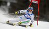 Denise Karbon of Italy skiing in first run of women giant slalom race of Audi FIS Alpine skiing World cup in Kranjska Gora, Slovenia. Traditional Golden fox trophy women giant slalom race of Audi FIS Alpine skiing World cup, which was scheduled to be run in Maribor, Slovenia, was moved to Kranjska Gora, Slovenia, due warm weather and lack of snow in Maribor, and was held in Kranjska Gora, Slovenia, on Saturday, 21st of January 2012.
