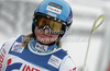 Tanja Poutiainen of Finland reacts in finish of first run of women giant slalom race of Audi FIS Alpine skiing World cup in Kranjska Gora, Slovenia. Traditional Golden fox trophy women giant slalom race of Audi FIS Alpine skiing World cup, which was scheduled to be run in Maribor, Slovenia, was moved to Kranjska Gora, Slovenia, due warm weather and lack of snow in Maribor, and was held in Kranjska Gora, Slovenia, on Saturday, 21st of January 2012.
