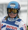 Tanja Poutiainen of Finland reacts in finish of first run of women giant slalom race of Audi FIS Alpine skiing World cup in Kranjska Gora, Slovenia. Traditional Golden fox trophy women giant slalom race of Audi FIS Alpine skiing World cup, which was scheduled to be run in Maribor, Slovenia, was moved to Kranjska Gora, Slovenia, due warm weather and lack of snow in Maribor, and was held in Kranjska Gora, Slovenia, on Saturday, 21st of January 2012.
