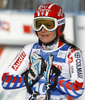 Anemone Marmottan of France reacts in finish of second run of women giant slalom race of Audi FIS Alpine skiing World cup in Kranjska Gora, Slovenia. Traditional Golden fox trophy women giant slalom race of Audi FIS Alpine skiing World cup, which was scheduled to be run in Maribor, Slovenia, was moved to Kranjska Gora, Slovenia, due warm weather and lack of snow in Maribor, and was held in Kranjska Gora, Slovenia, on Saturday, 21st of January 2012.
