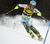 Tanja Poutiainen of Finland skiing in first run of women slalom race of Audi FIS Alpine skiing World cup in Kranjska Gora, Slovenia. Traditional Golden fox trophy women slalom race of Audi FIS Alpine skiing World cup, which was scheduled to be run in Maribor, Slovenia, was moved to Kranjska Gora, Slovenia, due warm weather and lack of snow in Maribor, and was held in Kranjska Gora, Slovenia, on Sunday, 22nd of January 2012.
