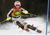Christina Geiger of Germany skiing in first run of women slalom race of Audi FIS Alpine skiing World cup in Kranjska Gora, Slovenia. Traditional Golden fox trophy women slalom race of Audi FIS Alpine skiing World cup, which was scheduled to be run in Maribor, Slovenia, was moved to Kranjska Gora, Slovenia, due warm weather and lack of snow in Maribor, and was held in Kranjska Gora, Slovenia, on Sunday, 22nd of January 2012.
