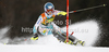 Sanni Leinonen of Finland skiing in first run of women slalom race of Audi FIS Alpine skiing World cup in Kranjska Gora, Slovenia. Traditional Golden fox trophy women slalom race of Audi FIS Alpine skiing World cup, which was scheduled to be run in Maribor, Slovenia, was moved to Kranjska Gora, Slovenia, due warm weather and lack of snow in Maribor, and was held in Kranjska Gora, Slovenia, on Sunday, 22nd of January 2012.
