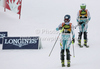 Merle Soppela of Finland (R) and Sanni Leinonen of Finland (L) after DNF in first run of women slalom race of Audi FIS Alpine skiing World cup in Kranjska Gora, Slovenia. Traditional Golden fox trophy women slalom race of Audi FIS Alpine skiing World cup, which was scheduled to be run in Maribor, Slovenia, was moved to Kranjska Gora, Slovenia, due warm weather and lack of snow in Maribor, and was held in Kranjska Gora, Slovenia, on Sunday, 22nd of January 2012.
