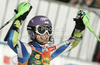 Fourth placed Tina Maze of Slovenia reacts in finish of second run of women slalom race of Audi FIS Alpine skiing World cup in Kranjska Gora, Slovenia. Traditional Golden fox trophy women slalom race of Audi FIS Alpine skiing World cup, which was scheduled to be run in Maribor, Slovenia, was moved to Kranjska Gora, Slovenia, due warm weather and lack of snow in Maribor, and was held in Kranjska Gora, Slovenia, on Sunday, 22nd of January 2012.
