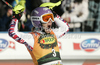 Winner Michaela Kirchgasser of Austria reacts in finish of second run of women slalom race of Audi FIS Alpine skiing World cup in Kranjska Gora, Slovenia. Traditional Golden fox trophy women slalom race of Audi FIS Alpine skiing World cup, which was scheduled to be run in Maribor, Slovenia, was moved to Kranjska Gora, Slovenia, due warm weather and lack of snow in Maribor, and was held in Kranjska Gora, Slovenia, on Sunday, 22nd of January 2012.
