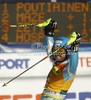 Second pleced Tanja Poutiainen of Finland reacts in finish of second run of women slalom race of Audi FIS Alpine skiing World cup in Kranjska Gora, Slovenia. Traditional Golden fox trophy women slalom race of Audi FIS Alpine skiing World cup, which was scheduled to be run in Maribor, Slovenia, was moved to Kranjska Gora, Slovenia, due warm weather and lack of snow in Maribor, and was held in Kranjska Gora, Slovenia, on Sunday, 22nd of January 2012.
