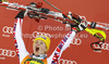 Winner Michaela Kirchgasser of Austria celebrates her medal won in women slalom race of Audi FIS Alpine skiing World cup in Kranjska Gora, Slovenia. Traditional Golden fox trophy women slalom race of Audi FIS Alpine skiing World cup, which was scheduled to be run in Maribor, Slovenia, was moved to Kranjska Gora, Slovenia, due warm weather and lack of snow in Maribor, and was held in Kranjska Gora, Slovenia, on Sunday, 22nd of January 2012.
