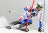 Steve Missillier of France skiing in the first run of the Men Slalom race of Audi FIS alpine skiing World Cup in Kitzbuhel, Austria. Men Slalom race of Men Audi FIS Alpine skiing World Cup 2011 / 2012, was held on Sunday, 22nd of Januar 2012, on Ganslernhang course in Kitzbuhel, Austria.
