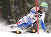 Maxime Tissot of France skiing in the first run of the Men Slalom race of Audi FIS alpine skiing World Cup in Kitzbuhel, Austria. Men Slalom race of Men Audi FIS Alpine skiing World Cup 2011 / 2012, was held on Sunday, 22nd of Januar 2012, on Ganslernhang course in Kitzbuhel, Austria.
