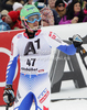 Maxime Tissot of France reacts in the finish of the second run of the Men Slalom race of Audi FIS alpine skiing World Cup in Kitzbuhel, Austria. Men Slalom race of Men Audi FIS Alpine skiing World Cup 2011 / 2012, was held on Sunday, 22nd of Januar 2012, on Ganslernhang course in Kitzbuhel, Austria.
