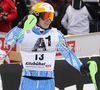 Jens Byggmark of Sweden reacts in the finish of the second run of the Men Slalom race of Audi FIS alpine skiing World Cup in Kitzbuhel, Austria. Men Slalom race of Men Audi FIS Alpine skiing World Cup 2011 / 2012, was held on Sunday, 22nd of Januar 2012, on Ganslernhang course in Kitzbuhel, Austria.
