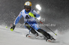 Mattias Hargin of Sweden skiing in first run of men slalom race of Audi FIS Alpine skiing World cup in Schladming, Austria. Traditional The Nightrace, men slalom race of Audi FIS Alpine skiing World cup, was held in Schladming, Austria, on Tuesday, 24th of January 2012.
