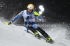 Markus Larsson of Sweden skiing in first run of men slalom race of Audi FIS Alpine skiing World cup in Schladming, Austria. Traditional The Nightrace, men slalom race of Audi FIS Alpine skiing World cup, was held in Schladming, Austria, on Tuesday, 24th of January 2012.
