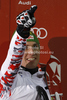 Winner Marcel Hirscher of Austria celebrates his medal won in men slalom race of Audi FIS Alpine skiing World cup in Schladming, Austria. Traditional The Nightrace, men slalom race of Audi FIS Alpine skiing World cup, was held in Schladming, Austria, on Tuesday, 24th of January 2012.
