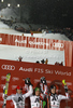 Winner Marcel Hirscher of Austria (M), second placed Stefano Gross of Italy (L) and third placed Mario Matt of Austria (R) celebrate their medals won in men slalom race of Audi FIS Alpine skiing World cup in Schladming, Austria. Traditional The Nightrace, men slalom race of Audi FIS Alpine skiing World cup, was held in Schladming, Austria, on Tuesday, 24th of January 2012.
