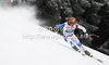 Winner Didier Cuche of Switzerland skiing in men downhill race of Audi FIS Alpine skiing World cup in Garmisch-Partenkirchen, Germany. Men downhill race of Audi FIS Alpine skiing World cup, was held in Garmisch-Partenkirchen, Germany, on Saturday, 28th of January 2012.
