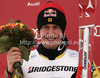 Second placed Erik Guay of Canada celebrates his medal won in men downhill race of Audi FIS Alpine skiing World cup in Garmisch-Partenkirchen, Germany. Men downhill race of Audi FIS Alpine skiing World cup, was held in Garmisch-Partenkirchen, Germany, on Saturday, 28th of January 2012.
