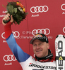Winner Didier Cuche of Switzerland celebrates his medal won in men downhill race of Audi FIS Alpine skiing World cup in Garmisch-Partenkirchen, Germany. Men downhill race of Audi FIS Alpine skiing World cup, was held in Garmisch-Partenkirchen, Germany, on Saturday, 28th of January 2012.
