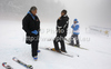 Chief of men FIS alpine skiing World cup, Gunther Hujara (L) and assistant referee Helmut Schmalz discussing course conditions before start of men super-g race of Audi FIS Alpine skiing World cup in Garmisch-Partenkirchen, Germany, which was canceled due too much of fog on course. Men super-g race of Audi FIS Alpine skiing World cup, was planed to be held in Garmisch-Partenkirchen, Germany, on Sunday, 29th of January 2012.
