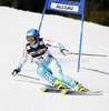 Tanja Poutiainen of Finland skiing in first run of women giant slalom race of Audi FIS Alpine skiing World cup in Ofterschwang, Germany. Women giant slalom race of Audi FIS Alpine skiing World cup, which replaced canceled race of Soldeau, Andora, was held in Ofterschwang, Germany, on Friday, 2nd of March 2012.

