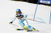 Tanja Poutiainen of Finland skiing in first run of women giant slalom race of Audi FIS Alpine skiing World cup in Ofterschwang, Germany. Women giant slalom race of Audi FIS Alpine skiing World cup, which replaced canceled race of Soldeau, Andora, was held in Ofterschwang, Germany, on Friday, 2nd of March 2012.
