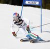 Manuela Moelgg of Italy skiing in first run of women giant slalom race of Audi FIS Alpine skiing World cup in Ofterschwang, Germany. Women giant slalom race of Audi FIS Alpine skiing World cup, which replaced canceled race of Soldeau, Andora, was held in Ofterschwang, Germany, on Friday, 2nd of March 2012.
