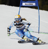 Anja Paerson of Sweden skiing in first run of women giant slalom race of Audi FIS Alpine skiing World cup in Ofterschwang, Germany. Women giant slalom race of Audi FIS Alpine skiing World cup, which replaced canceled race of Soldeau, Andora, was held in Ofterschwang, Germany, on Friday, 2nd of March 2012.
