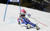 Anne-Sophie Barthet of France skiing in first run of women giant slalom race of Audi FIS Alpine skiing World cup in Ofterschwang, Germany. Women giant slalom race of Audi FIS Alpine skiing World cup, which replaced canceled race of Soldeau, Andora, was held in Ofterschwang, Germany, on Friday, 2nd of March 2012.
