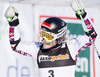 Third placed Elisabeth Goergl of Austria reacts in finish of second run of women giant slalom race of Audi FIS Alpine skiing World cup in Ofterschwang, Germany. Women giant slalom race of Audi FIS Alpine skiing World cup, which replaced canceled race of Soldeau, Andora, was held in Ofterschwang, Germany, on Friday, 2nd of March 2012.
