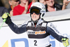 Winner Viktoria Rebensburg of Germany reacts in finish of second run of women giant slalom race of Audi FIS Alpine skiing World cup in Ofterschwang, Germany. Women giant slalom race of Audi FIS Alpine skiing World cup, which replaced canceled race of Soldeau, Andora, was held in Ofterschwang, Germany, on Friday, 2nd of March 2012.
