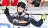 Winner Viktoria Rebensburg of Germany reacts in finish of second run of women giant slalom race of Audi FIS Alpine skiing World cup in Ofterschwang, Germany. Women giant slalom race of Audi FIS Alpine skiing World cup, which replaced canceled race of Soldeau, Andora, was held in Ofterschwang, Germany, on Friday, 2nd of March 2012.
