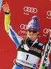 Second placed Tina Maze of Slovenia celebrates her medal won in women giant slalom race of Audi FIS Alpine skiing World cup in Ofterschwang, Germany. Women giant slalom race of Audi FIS Alpine skiing World cup, which replaced canceled race of Soldeau, Andora, was held in Ofterschwang, Germany, on Friday, 2nd of March 2012.
