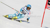 Tanja Poutiainen of Finland skiing in first run of women giant slalom race of Audi FIS Alpine skiing World cup in Ofterschwang, Germany. Women giant slalom race of Audi FIS Alpine skiing World cup was held in Ofterschwang, Germany, on Saturday, 3rd of March 2012.
