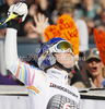 Second placed Lindsey Vonn of USA reacts in finish of second run of women giant slalom race of Audi FIS Alpine skiing World cup in Ofterschwang, Germany. Women giant slalom race of Audi FIS Alpine skiing World cup was held in Ofterschwang, Germany, on Saturday, 3rd of March 2012.
