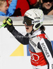 Winner Viktoria Rebensburg of Germany reacts in finish of second run of women giant slalom race of Audi FIS Alpine skiing World cup in Ofterschwang, Germany. Women giant slalom race of Audi FIS Alpine skiing World cup was held in Ofterschwang, Germany, on Saturday, 3rd of March 2012.
