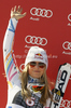 Second placed Lindsey Vonn of USA celebrates her medal won in women giant slalom race of Audi FIS Alpine skiing World cup in Ofterschwang, Germany. Women giant slalom race of Audi FIS Alpine skiing World cup was held in Ofterschwang, Germany, on Saturday, 3rd of March 2012.
